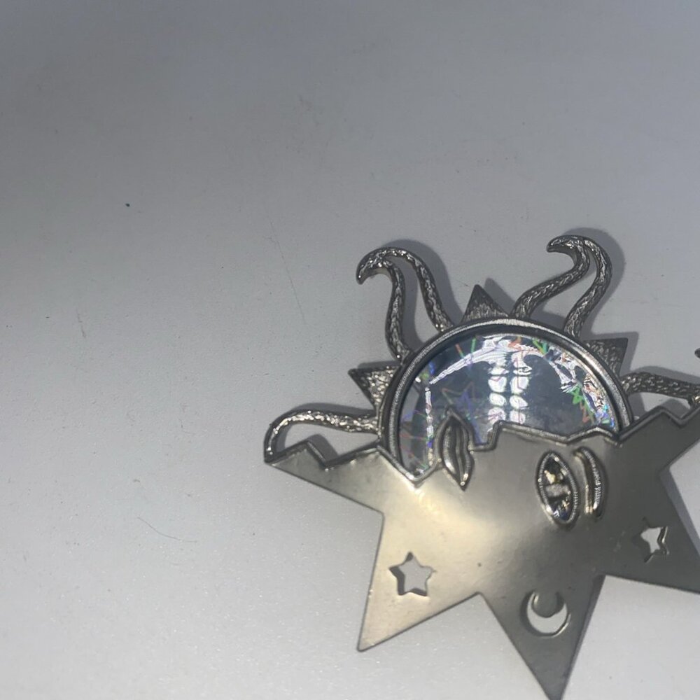 Vintage JJ Jonette Silver Tone Sun Moon Star Brooch Pin - Picture 3 of 5